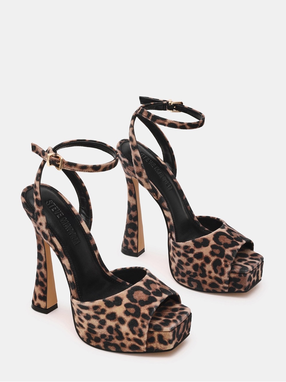 NWT Steve Madden SASS-L Leopard Platform Heels Sz 7.5 Ankle Strap